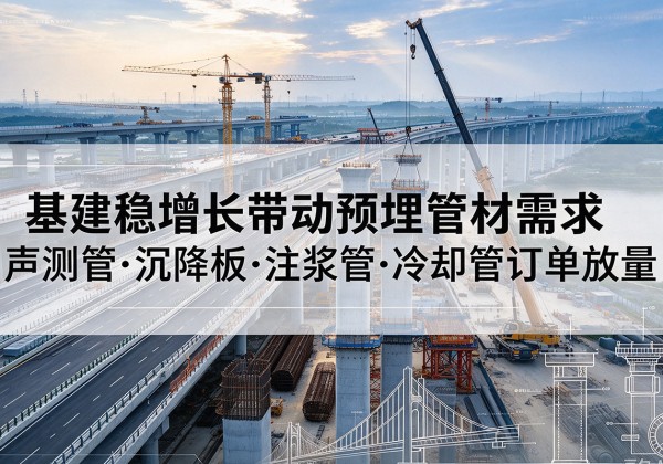 黄浦区基建稳增长带动预埋监测管材需求，声测管、沉降板、注浆管订单持续放量